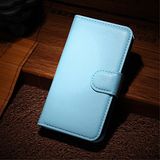 LD A000194 Case glad lederen look telefoonhoesje met kaarthouder voor Wiko Goa (blauw)