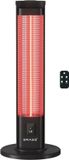 BRASQ Elektrische Terrasverwarmer staand – 2000 watt - 3 warmtestanden – met Afstandsbediening en timer – Infrarood heater – spatwaterdicht – verwarming voor binnen en buiten – Zwart