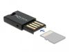 Delock Tragant USB 2.0 Kaartlezer voor Micro SD Geheugenkaarten Zwart