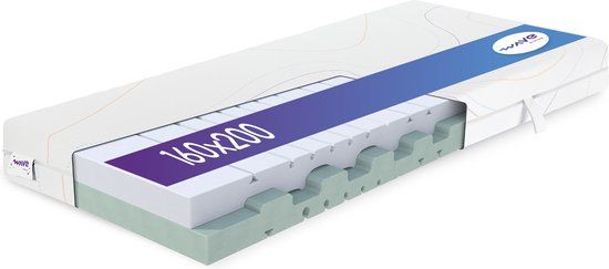 M line Wave Light Matras - 160x200 cm - Koudschuim - 7 comfortzones - Wit