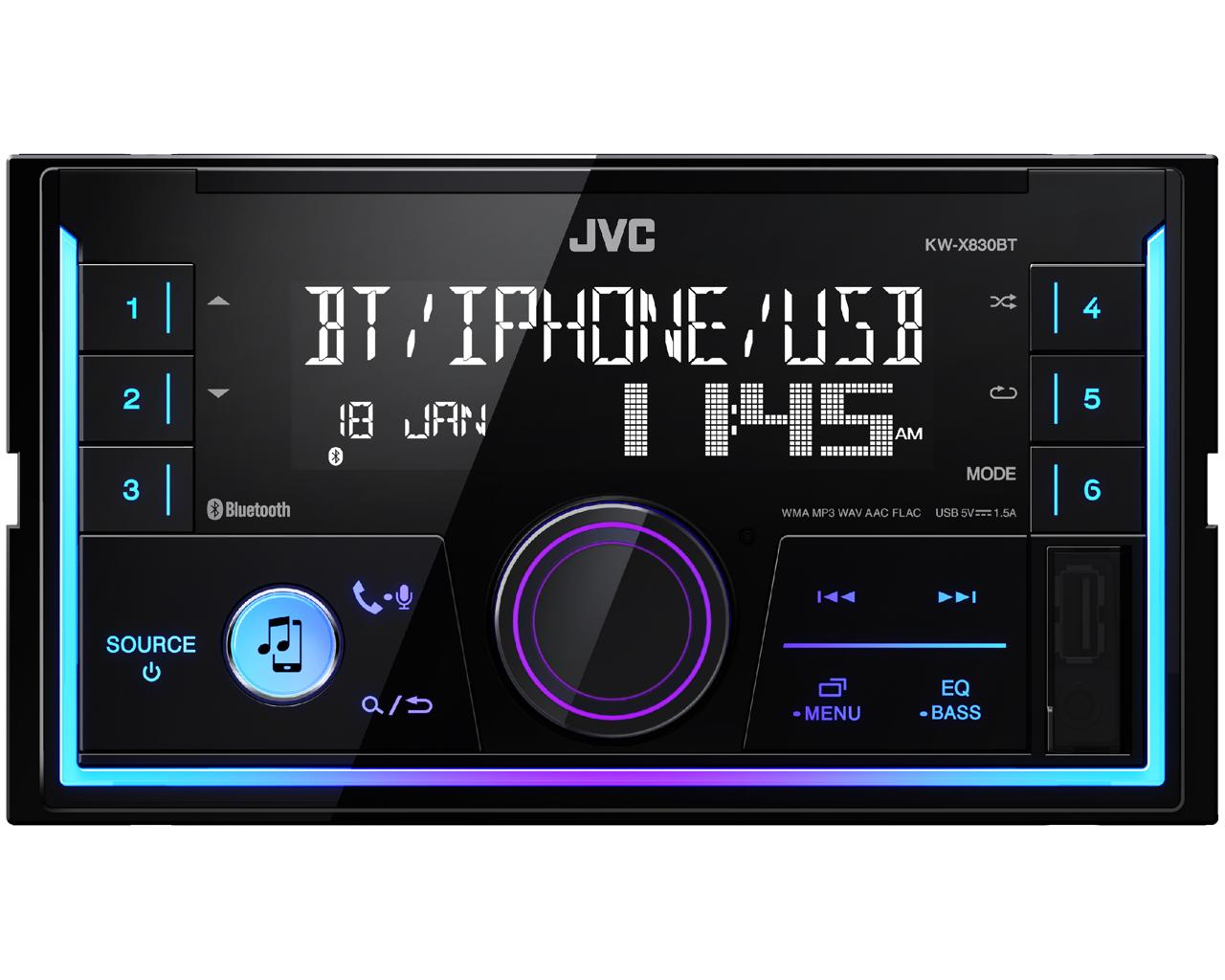 JVC KW-X830BT 2DIN, Mechless autoradio met Bluetooth. Geschikt voor Spotify, iPod/iPhone