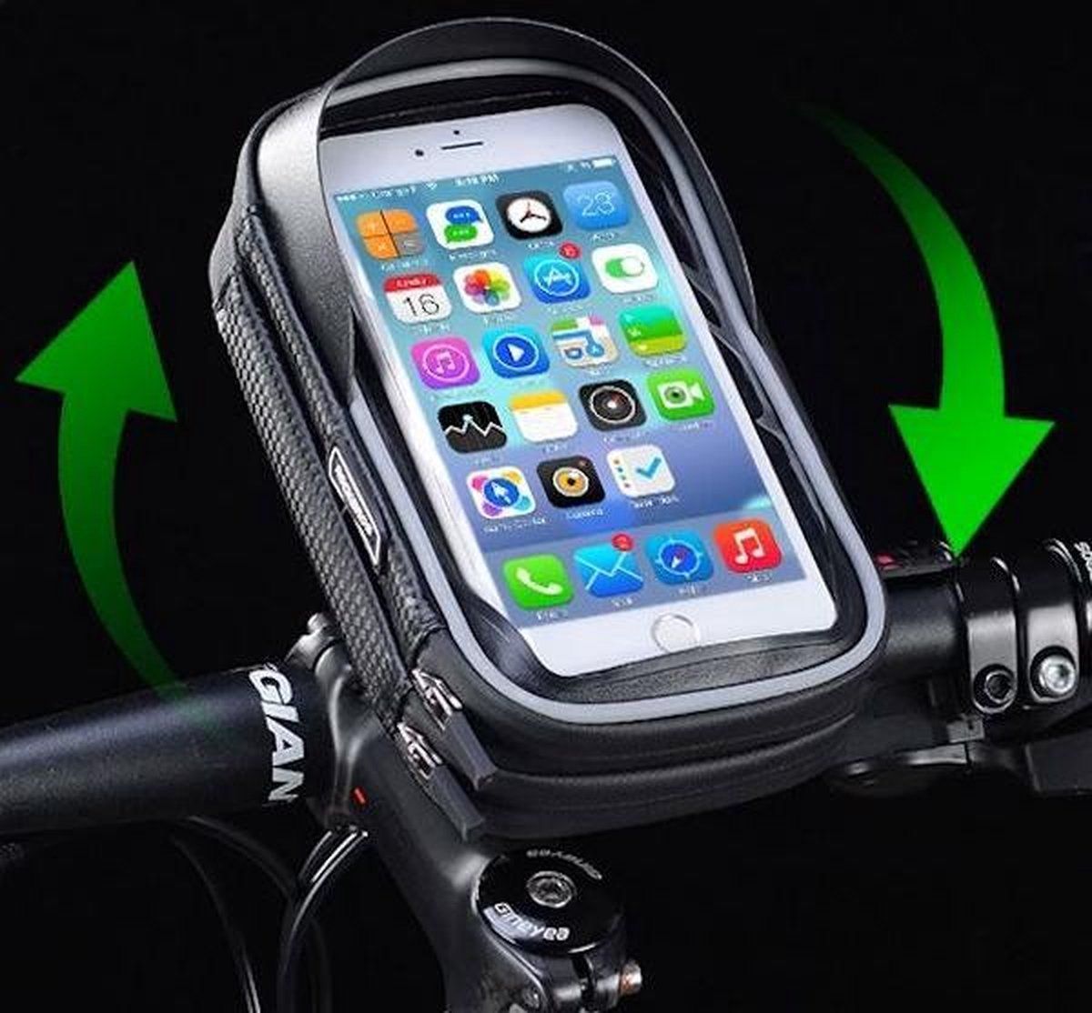 Decopatent PRO Stuurtas 360° Draaibaar Telefoonhouder fiets Waterdicht - Fietstas universeel tot 6 inch Gsm - Mtb/Ebike/Racefiets