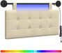 vidaXL Hangend Hoofdbord Met LED-verlichting Crèmekleurig Stof