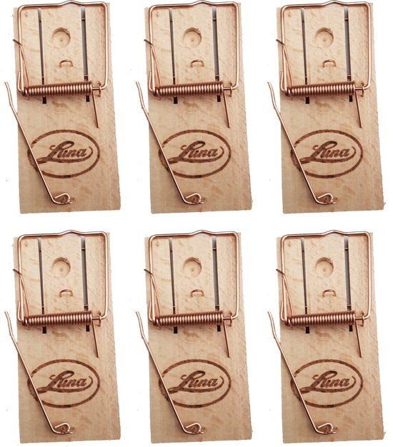 Pest Control Products Luna Muizenvallen set 6 stuks | Ongediertebestrijding | Tegen Muizen | Klapval