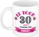 Bellatio Decorations Mok 30 jaar - Roze - 300 ml - Keramiek