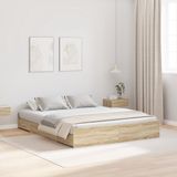 vidaXL Opbergbedframe met lade Sonoma Eik 140 x 200 cm Bewerkt hout
