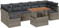 vidaXL Tuinbank Set 8-delig Grijs Polyrattan