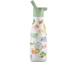Cool Bottles - African Safari - 260ml - Luxe drinkfles met rietje - Roestvrij Staal