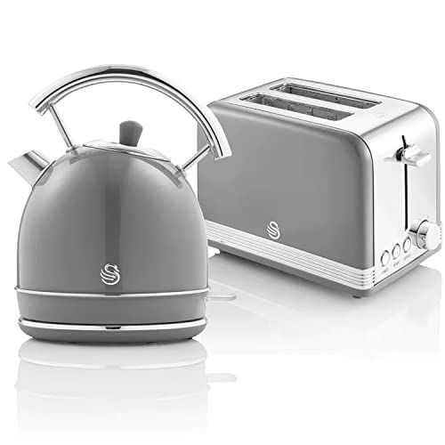 Swan Retro Ontbijtset - Draadloos - 1.8 l - Grijs