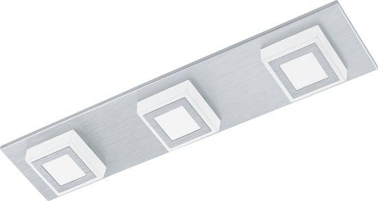 EGLO Masiano Plafondlamp - 3 Lichts - LED - Aluminium-Geborsteld - Gesatineerd