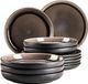 Shenzhen Haorui Industrial Technology Co., Ltd. Service de table 12 pièces - Porcelaine - Gris
