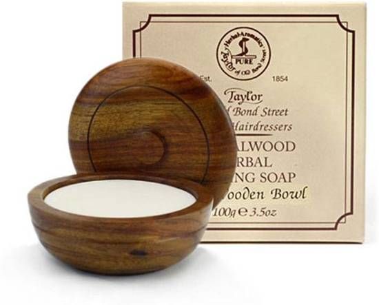 Taylor of Old Bond Street Sandalwood Scheerzeep in Houten Kom 100g