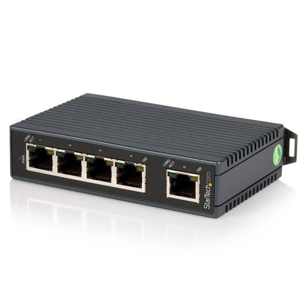 StarTech.com 5-poorts industriële Ethernet-switch op een DIN-rail monteerbaar - Zwart