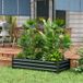Bac à fleurs rectangulaire potager de jardin, jardinière en acier noir avec rebord de sécurité et fond ouvert