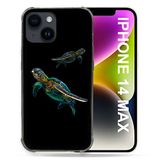 Beschermhoesje iPhone 14 Plus (6,7 inch) hoesje, schildpad motief, zwart, meerkleurig
