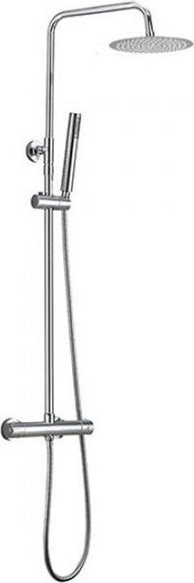 Wiesbaden Caral-Eco Twenty Doucheset - Opbouw Rond - Glans Chroom - Thermostaatkraan - Regendouche - Handdouche