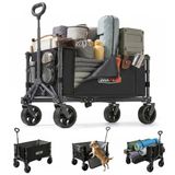 Overmont 3-in-1 opvouwbare wagenwagen, ultracompacte lichtgewicht vouwwagen met all-terrain wielen, 120 liter, draagbaar, voor winkelen, kamperen, tuin en sport