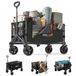 Overmont 3-in-1 opvouwbare wagenwagen, ultracompacte lichtgewicht vouwwagen met all-terrain wielen, 120 liter, draagbaar, voor winkelen, kamperen, tuin en sport