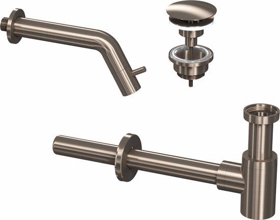 INK Fonteinkraanset Inbouw Inkortbaar - Brushed Nickel - 60 cm - 2 jaar garantie