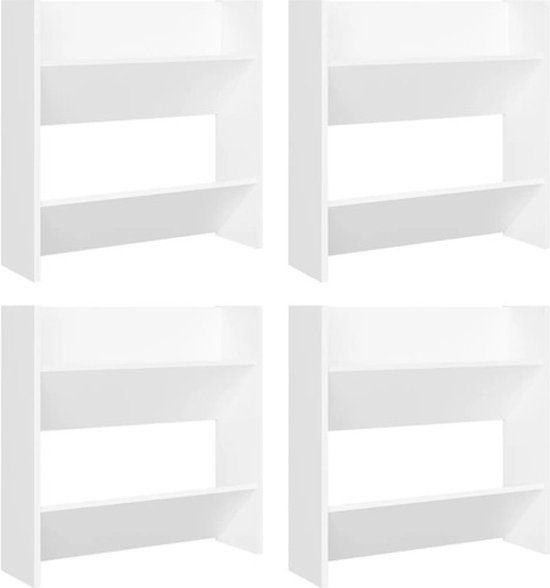 vidaXL Wandschoenenkasten 4 st 60x18x60 cm spaanplaat wit