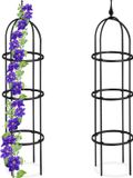 Relaxdays Plantensteun Klimplanten - Set van 2 - 100 cm - Metaal/Kunststof - Zwart