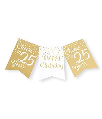 Paper Dreams Party Flag Banner Gold/White - 25