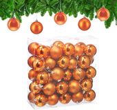 Relaxdays kerstballen set van 50, kunststof, mat en glanzend, Ø 6 cm, oranje