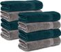 Komfortec handdoeken – Set van 8 - Badhanddoek 50x100 cm - 100% Katoen - Antracietgrijs & Petroleumblauw