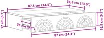 vidaXL Wandmontage Zijtafel 87,5 x 34,5 x 17 cm Bewerkt hout Zwart