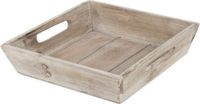 Season Deco dienblad - hout - bruin - vierkant - 21 x 21 x 4 cm