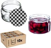 KADAX Kleine inmaakpotten, 250 ml, jampotten met deksel, luchtdichte potten om cadeau te geven, mini-potten voor honing en specerijen (10 stuks, zwart geruit)
