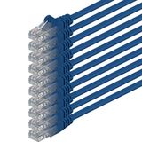 1aTTack.de CAT.6 CAT6 Ethernet LAN-netwerkkabel 0,25 m blauw 10 stuks