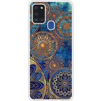Samsung Galaxy A21S Mandalla bleu verstevigd hoesje met sublimatie bedrukking
