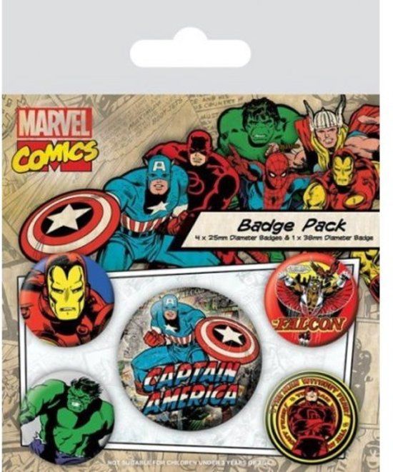 Marvel Captain America Buttons - Marvel Badge Pack