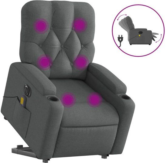 vidaXL Sta-op-massagestoel elektrisch verstelbaar stof donkergrijs