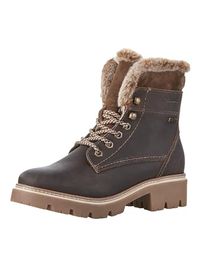 Tamaris - Dames - Veterboots - Leer - Wol - Mocca - Maat 38