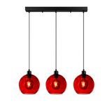 Opviq Elegante rode kroonluchter, in hoogte verstelbaar 40-120 cm, metalen behuizing, 3 x E27-fittingen, 70 x 20 x 120 cm, perfect voor moderne, elegante en functionele woonruimtes