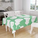 Bonamaison Tafelkleed, Anti-Mold, Sneldrogend, Waterdicht, 100% Polyester Tafellaken, Petroleum Groen, Wit, 140 x 160 Cm
