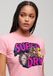 Superdry - Dames T-shirt met neon motorprint en aansluitende pasvorm - Romance Rose Pink Slub - Katoen - Korte mouw - Ronde hals - Regular Fit