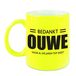 Bellatio Decorations Bedankt ouwe - voor al die jaren top inzet - koffiemok - 300 ml - neon geel - VUT / pensioen - collega afscheid cadeau