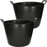 Forte Plastics 2x stuks kuip/wasmand vierkant noir 40 litres