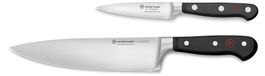 Set de deux couteaux : couteau de chef 20 cm + couteau à légumes 9 cm, forgé, rouge