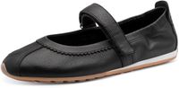 Tamaris dames leren ballerina 1-22145-46-001 damesschoenen met riempje zwart