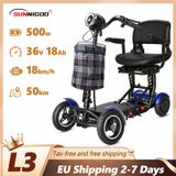 SUNNIGOO 4-wiel scootmobiel elektrische scooter dubbele 500W motor 36V 18Ah lithiumbatterij lichtgewicht opvouwbaar lange afstand 50 km