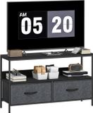 Homcom TV Stand-Linnen, Staal-98L x 29B x 56H cm-Zwart