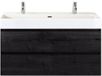 BES LED Maxx XL Badmeubelset 120 cm - Black Oak - Wastafel Kube Enkel 2 Kraangaten