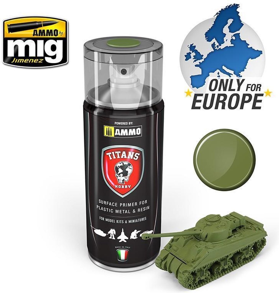 mig - Titans Hobby: Military Green Matt Primer 400 Ml Spray