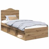 vidaXL Bedframe Artisanaal eiken Massief grenenhout 75 x 190 cm