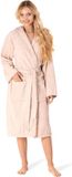 Merkloos / Sans marque Twinzen Badjas voor dames, 100% katoen, Oeko-Tex gecertificeerd, beige, met capuchon, riem en 2 zakken