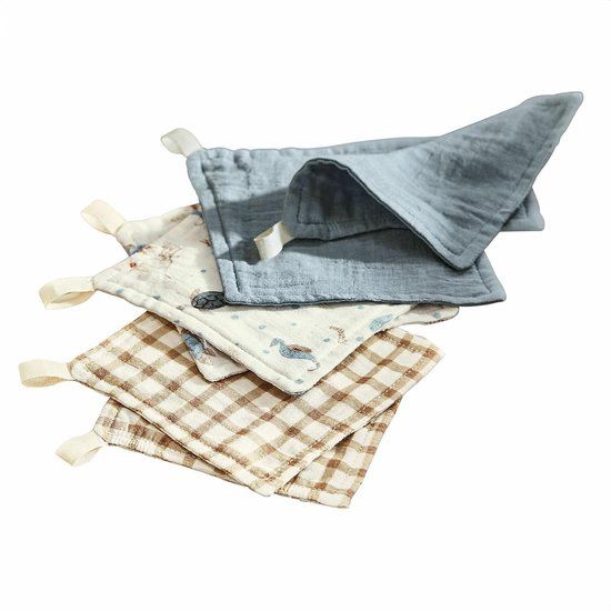 LOBERON Washandje set van 6 Tinkertop blauw/beige